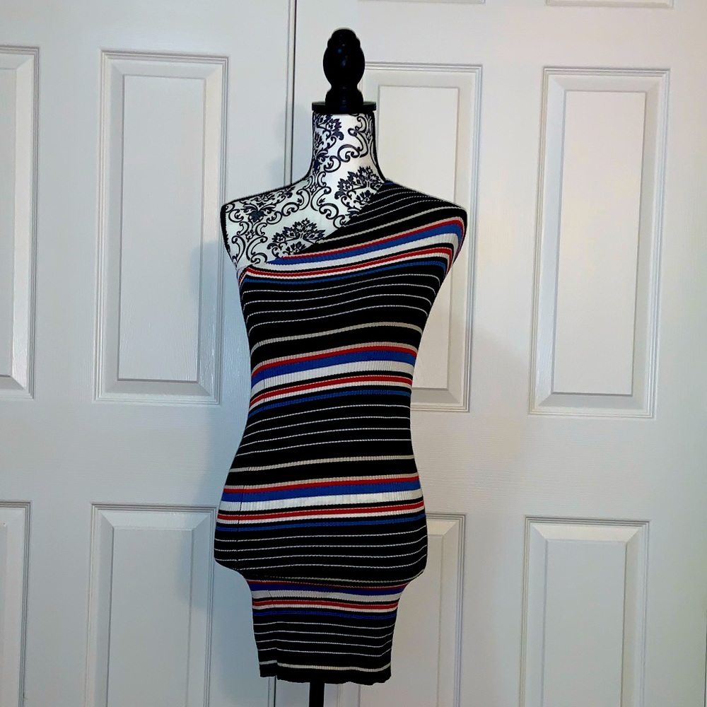 Black red and blue dress